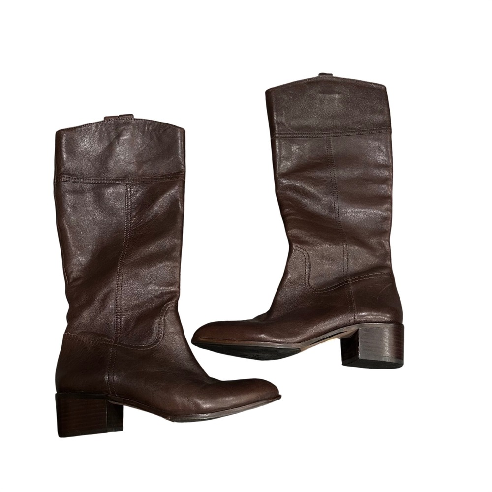 Louise et Cie Brown Leather Knee High Block Heel Riding Boots Womens Size 8B 38